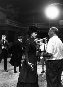 George Cukor and Audrey Hepburn on the set of My Fair Lady (1964)